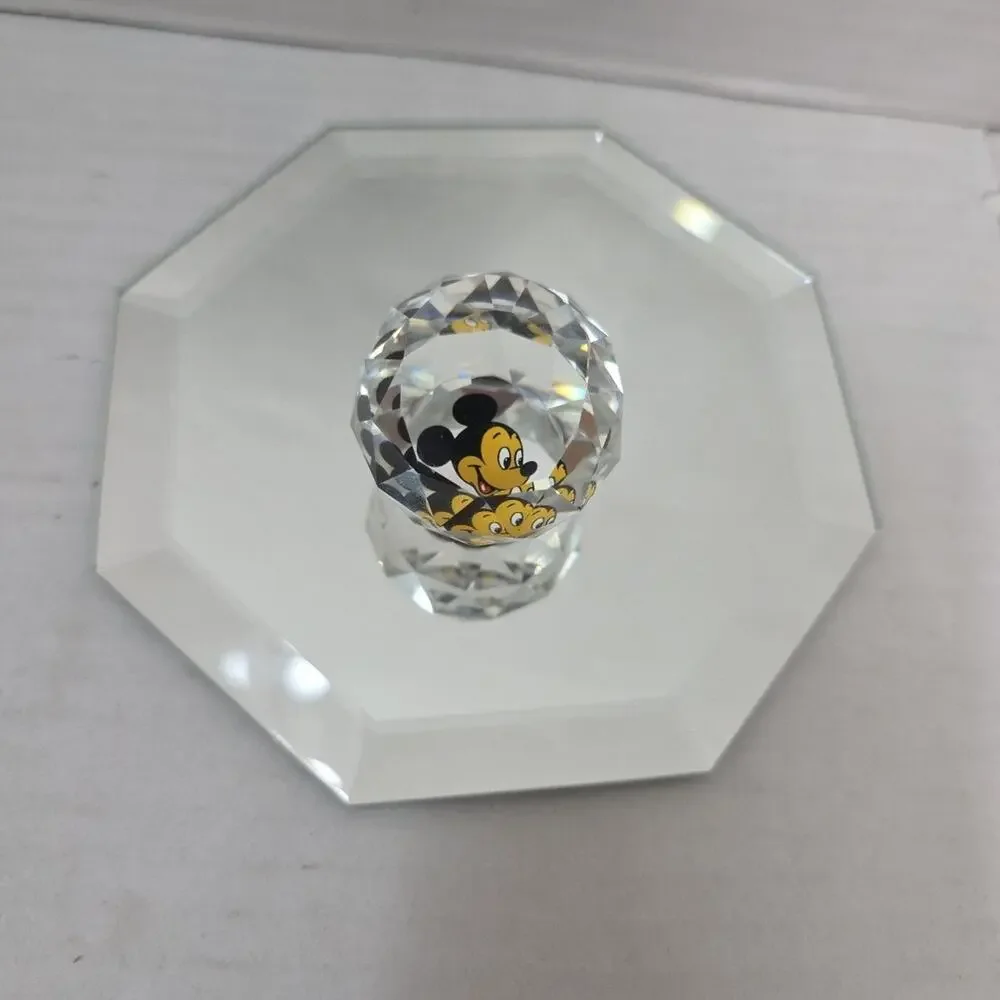 VINTAGE Swarovski Disney Faceted Crystal Ball Mickey Mouse Austria W Mirror - Picture 6 of 6